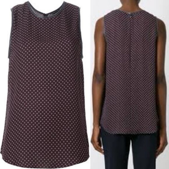 Theory Silk and Lamb Leather Purple Sleeveless Blouse Shell Top Size P or XS - Picture 2 of 16
